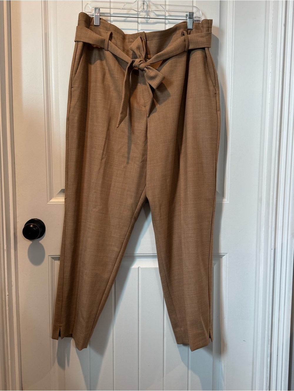 Talbots Stylish Camel Brown Paperbag Waist Trousers